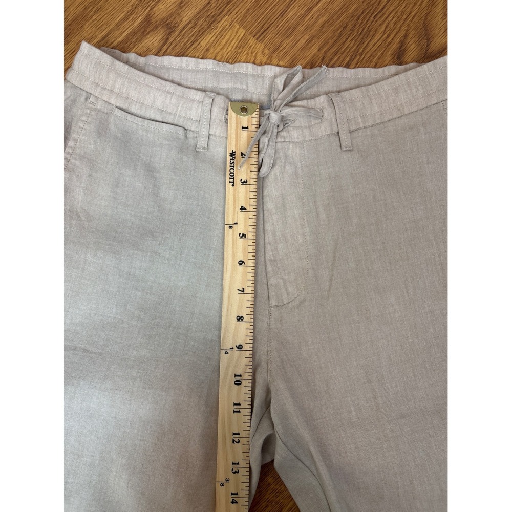 Cremieux Madison Mens 33x32 Linen Blend Drawstring Oatmeal Trousers Quiet Luxury - Picture 3 of 7